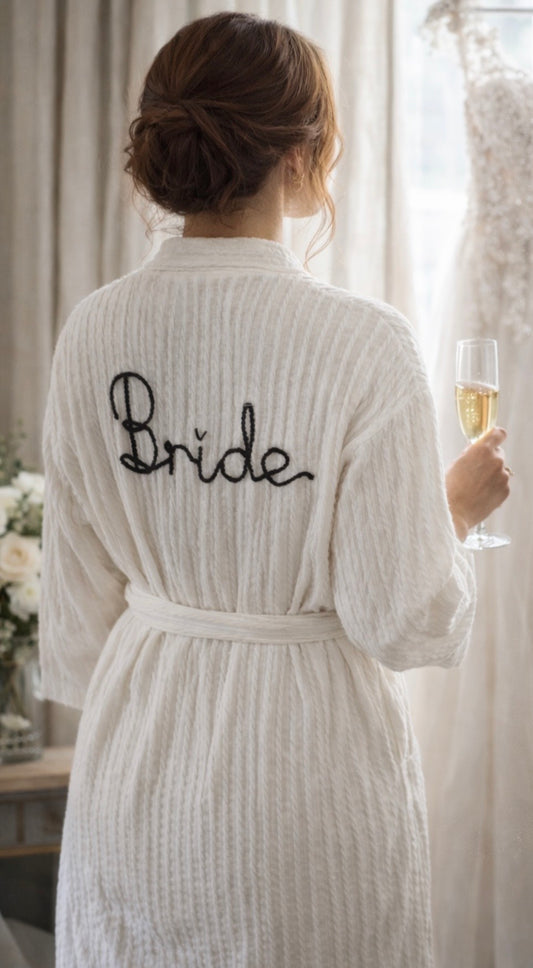 Wedding Morning Hand-Embroidered Matching Robe Set