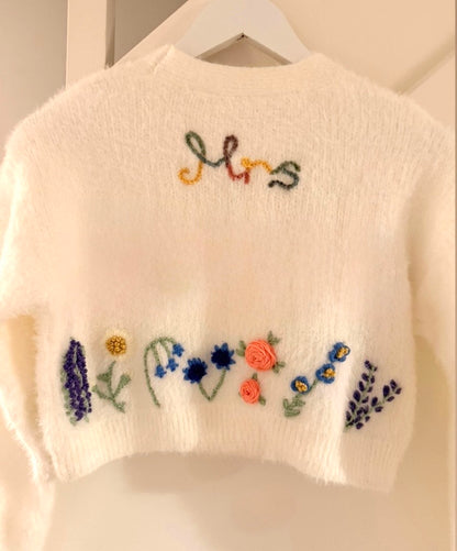 Personalised Hand Embroidered Bride Cardigan - Theme Coloured Embroidery
