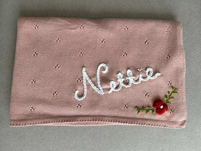 Hand-Embroidered Personalised Baby Blanket