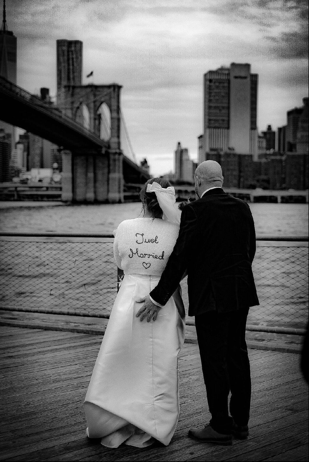 Hand Embroidered "Just Married" Cardigan