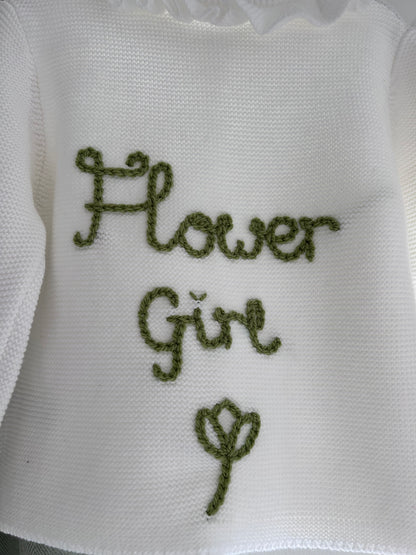 Hand-Embroidered Flower Girl Cardigan