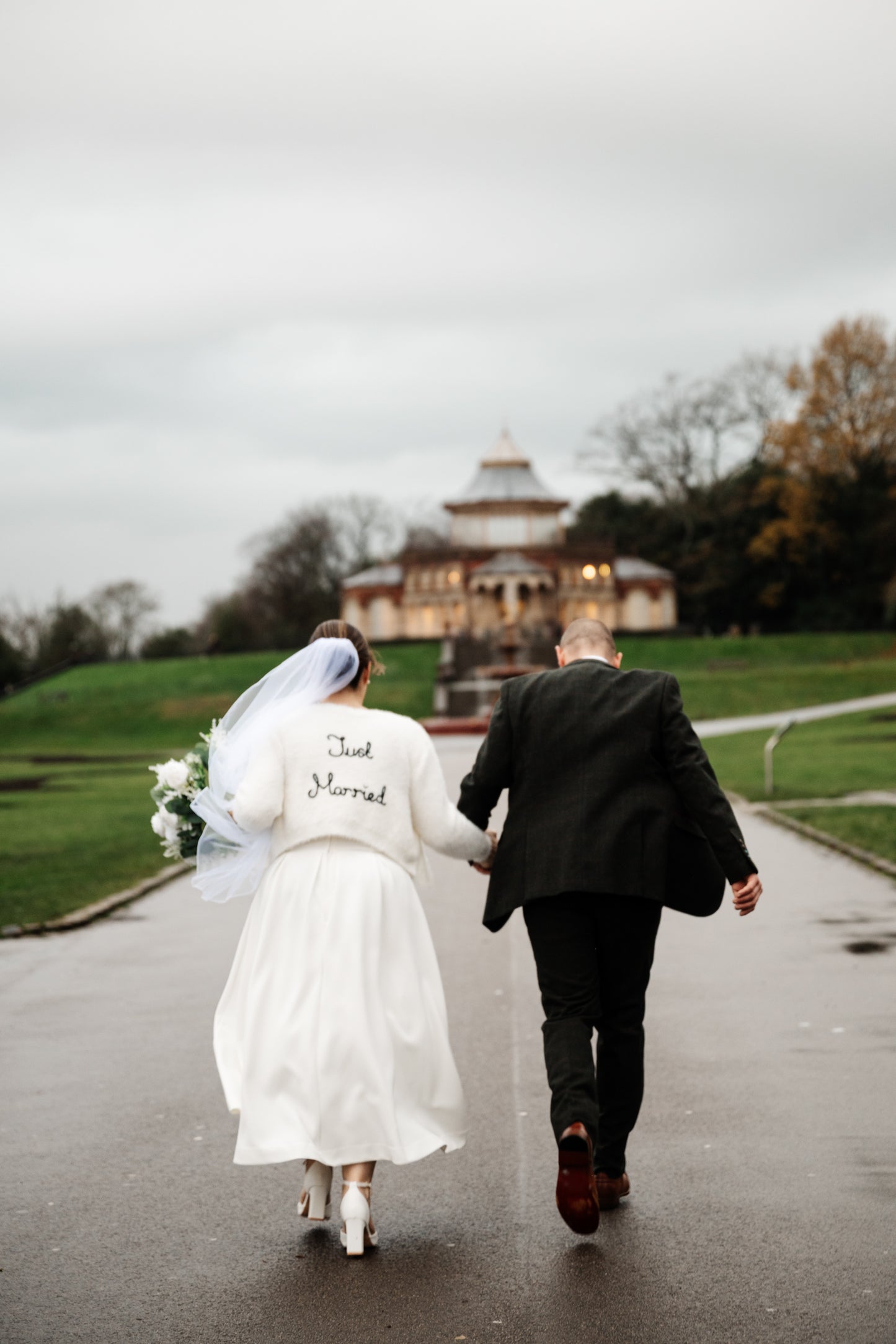 Hand Embroidered "Just Married" Cardigan