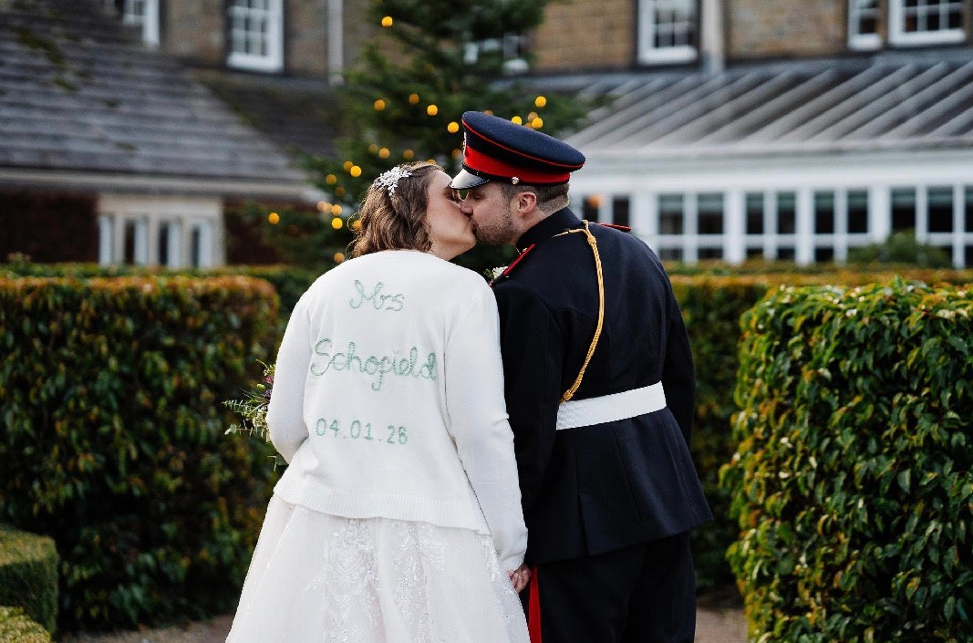 Hand Embroidered Non Fluffy Bride Cardigan - Theme Coloured Embroidery