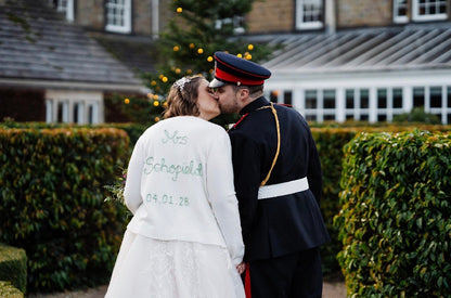 Hand Embroidered Non Fluffy Bride Cardigan - Theme Coloured Embroidery