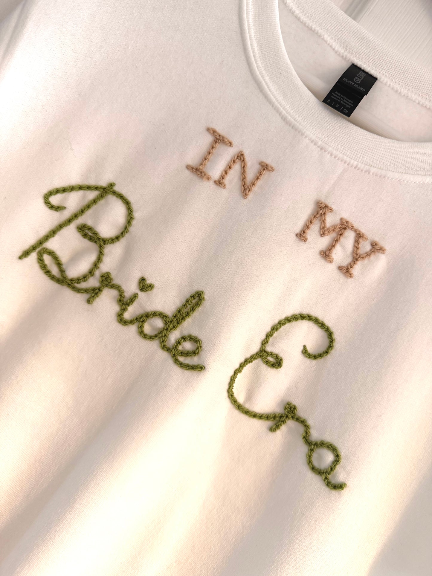 READY TO POST - Hand Embroidered 'In My Bride Era' Jumper - Size SMALL