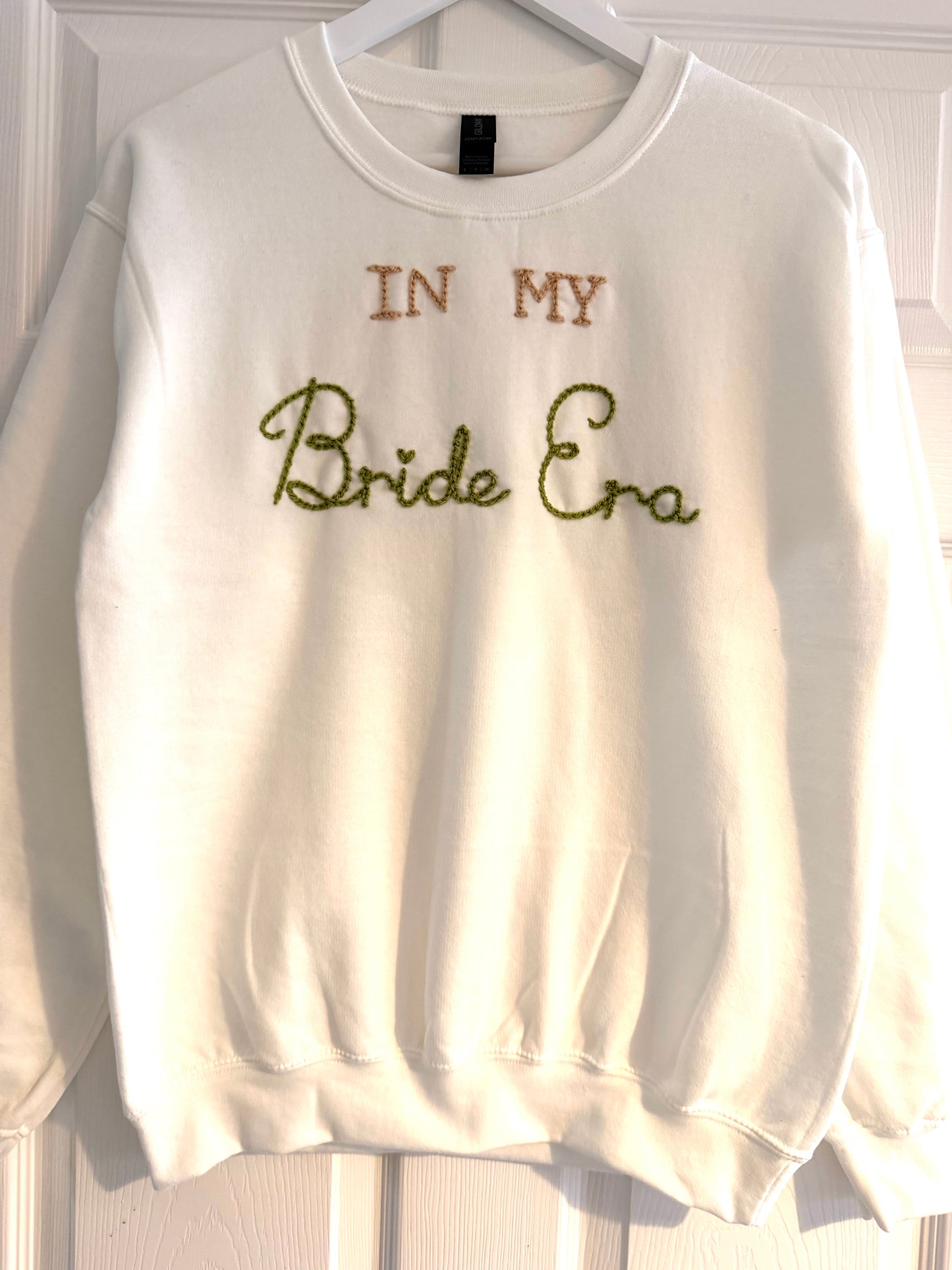 READY TO POST - Hand Embroidered 'In My Bride Era' Jumper - Size SMALL
