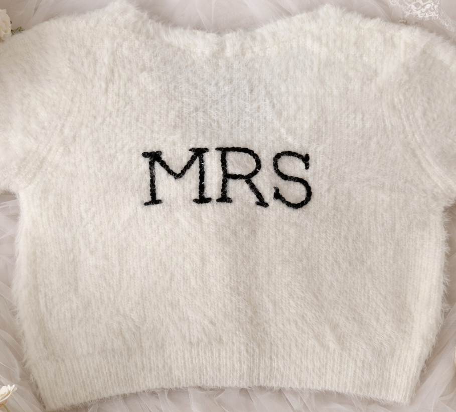 Hand Embroidered 'MRS' Bridal Cardigan