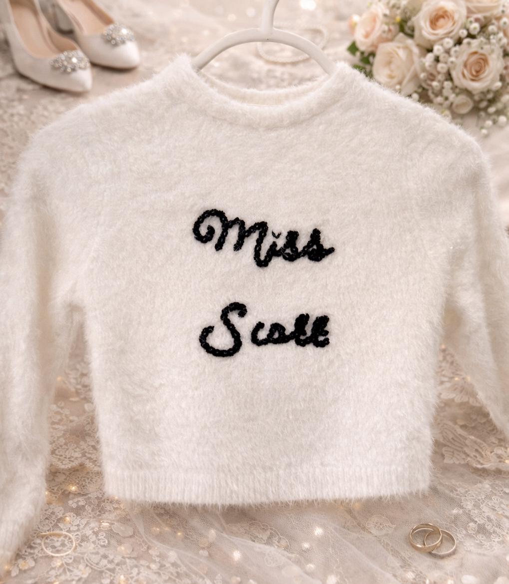 Matching Children’s Fluffy Bridal Cardigans | Hand Embroidered Name | Personalised Flower Girl Knitwear