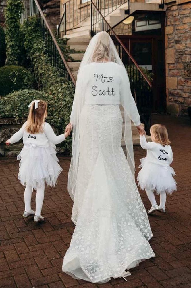 Matching Children’s Fluffy Bridal Cardigans | Hand Embroidered Name | Personalised Flower Girl Knitwear