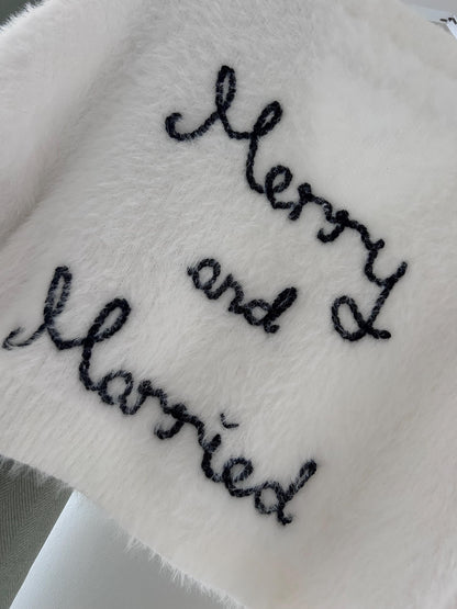 Merry and Married Hand-Embroidered Christmas Cardigan | Bride Cardigan