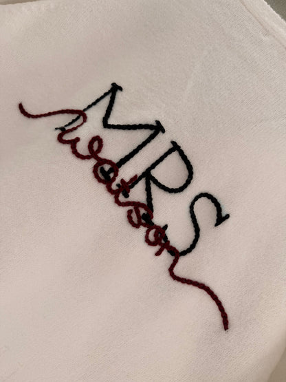 Personalised 'Mrs' Just Married Cardigan - Overlapping Script