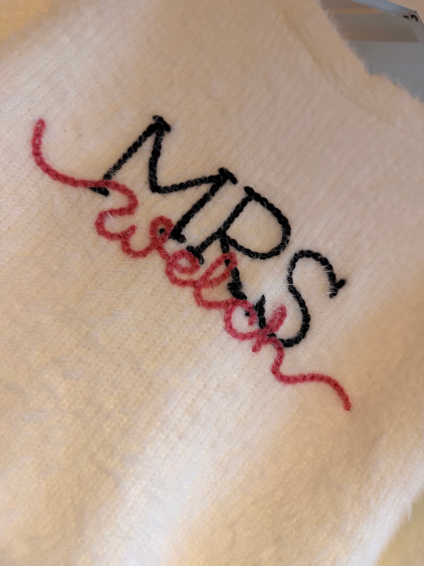 Personalised 'Mrs' Just Married Cardigan - Overlapping Script