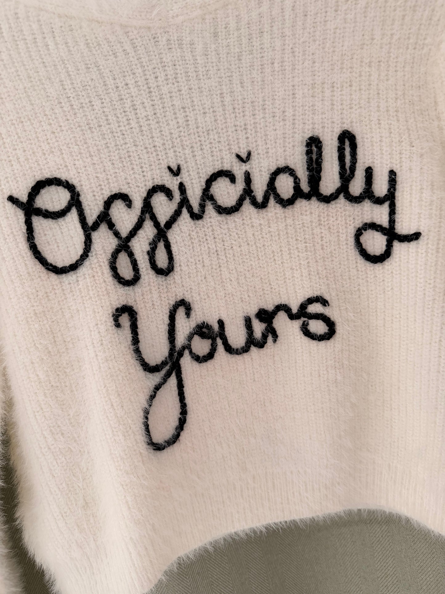 Hand Embroidered "Officially Yours" Cardigan