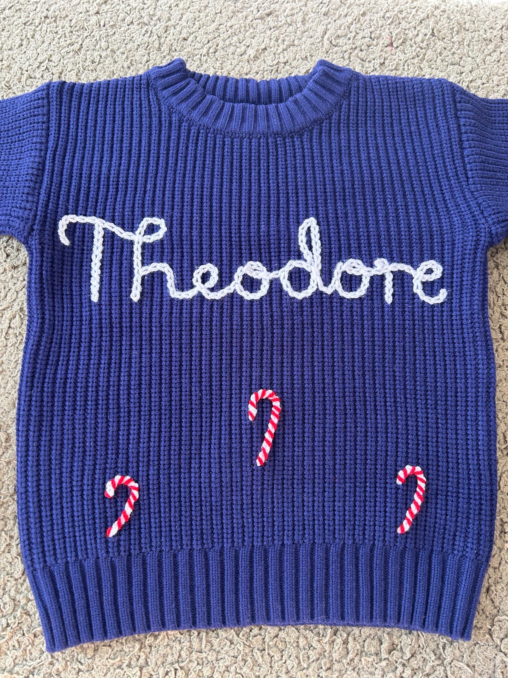 Personalised Christmas Candy Cane Jumper