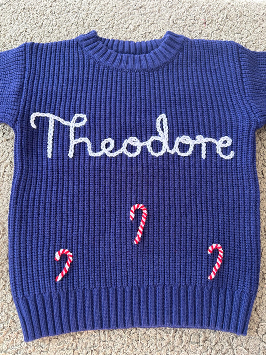 Personalised Christmas Candy Cane Jumper