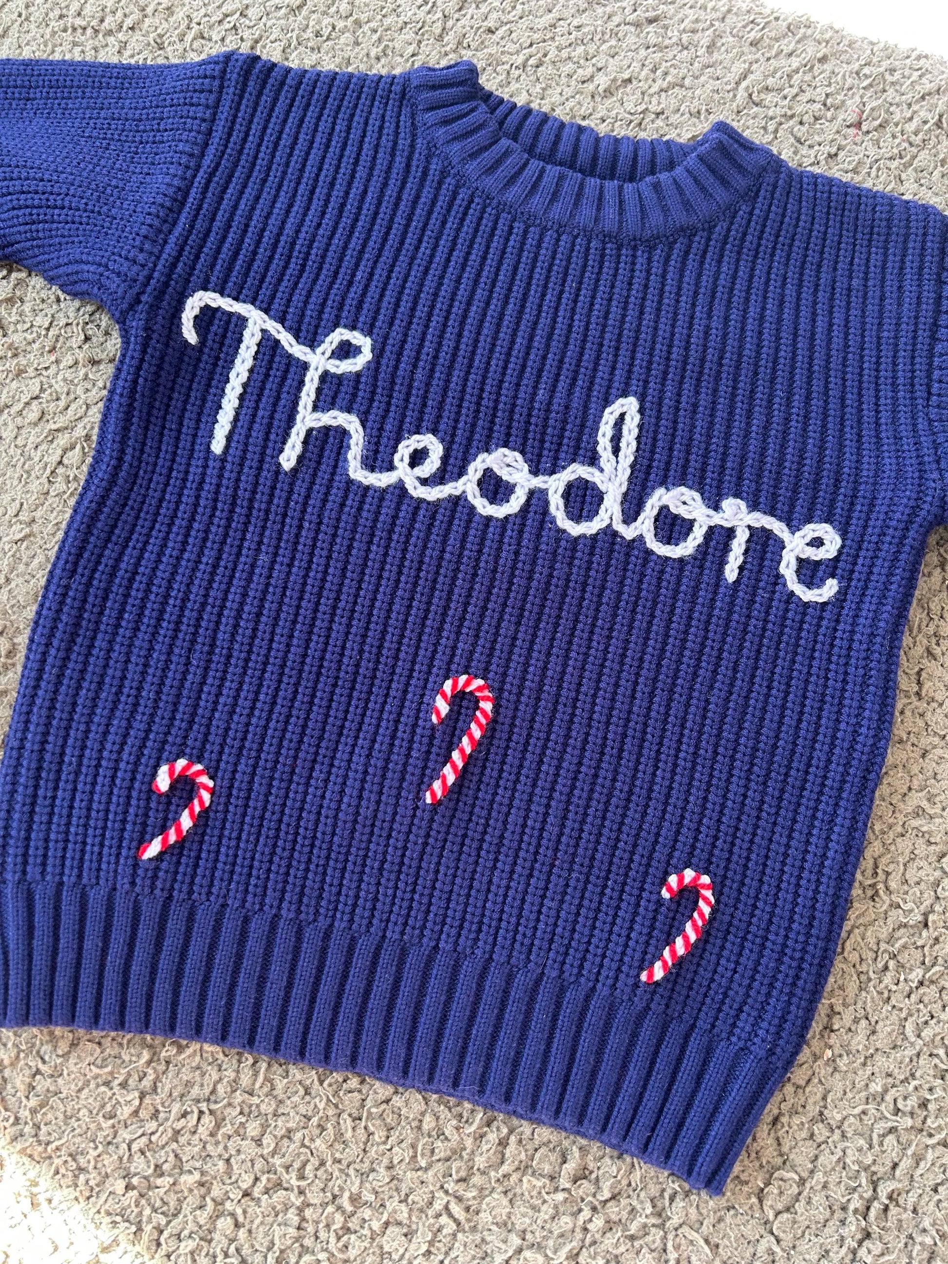 Personalised Christmas Candy Cane Jumper