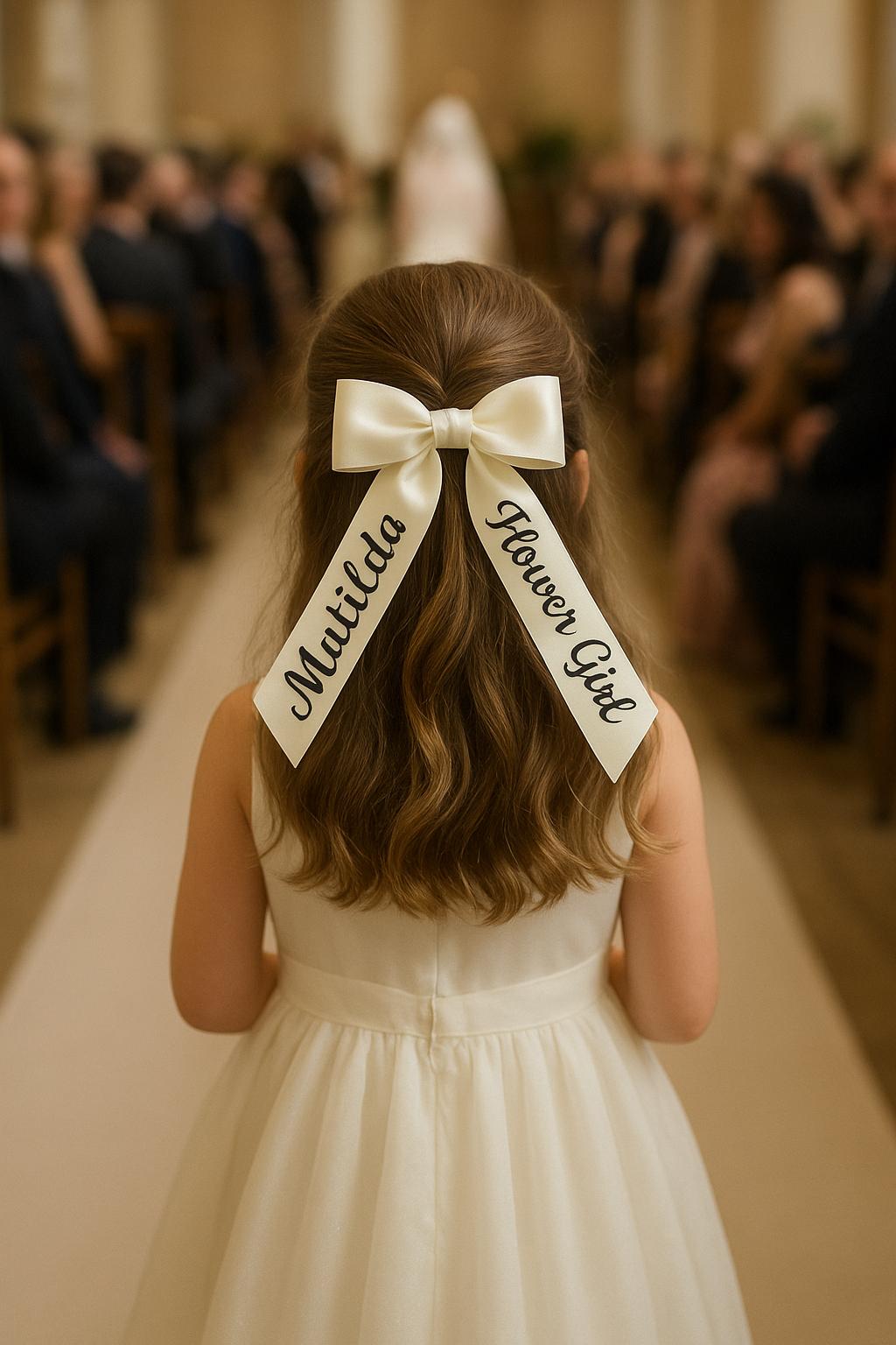 Personalised Flower Girl Hair Ribbon Clip | Wedding