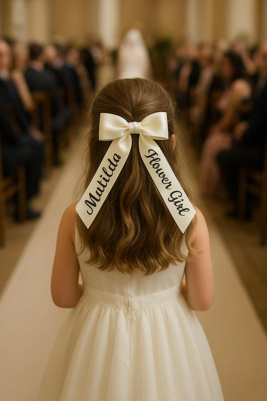 Personalised Flower Girl Hair Ribbon Clip | Wedding