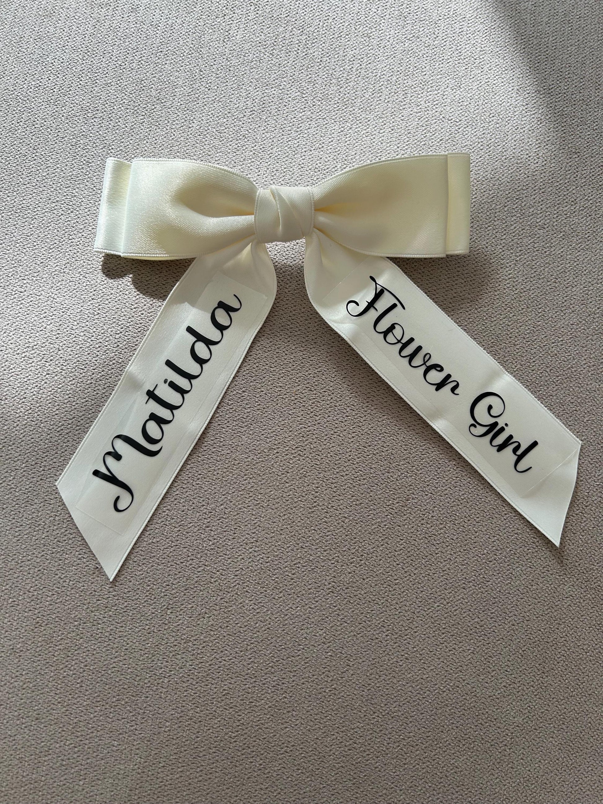 Personalised Flower Girl Hair Ribbon Clip | Wedding