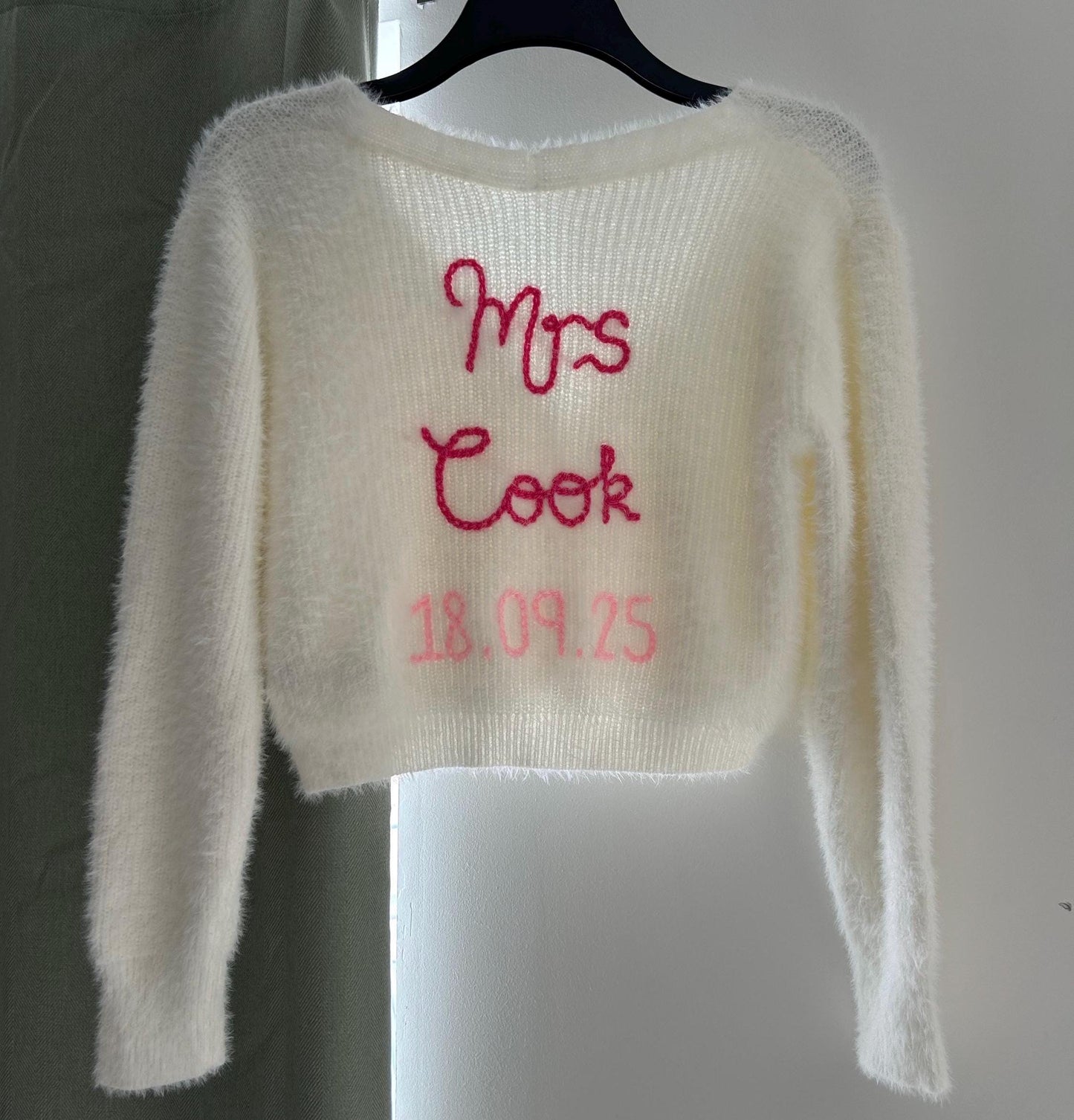 Personalised Hand Embroidered Bride Cardigan - Theme Coloured Embroidery