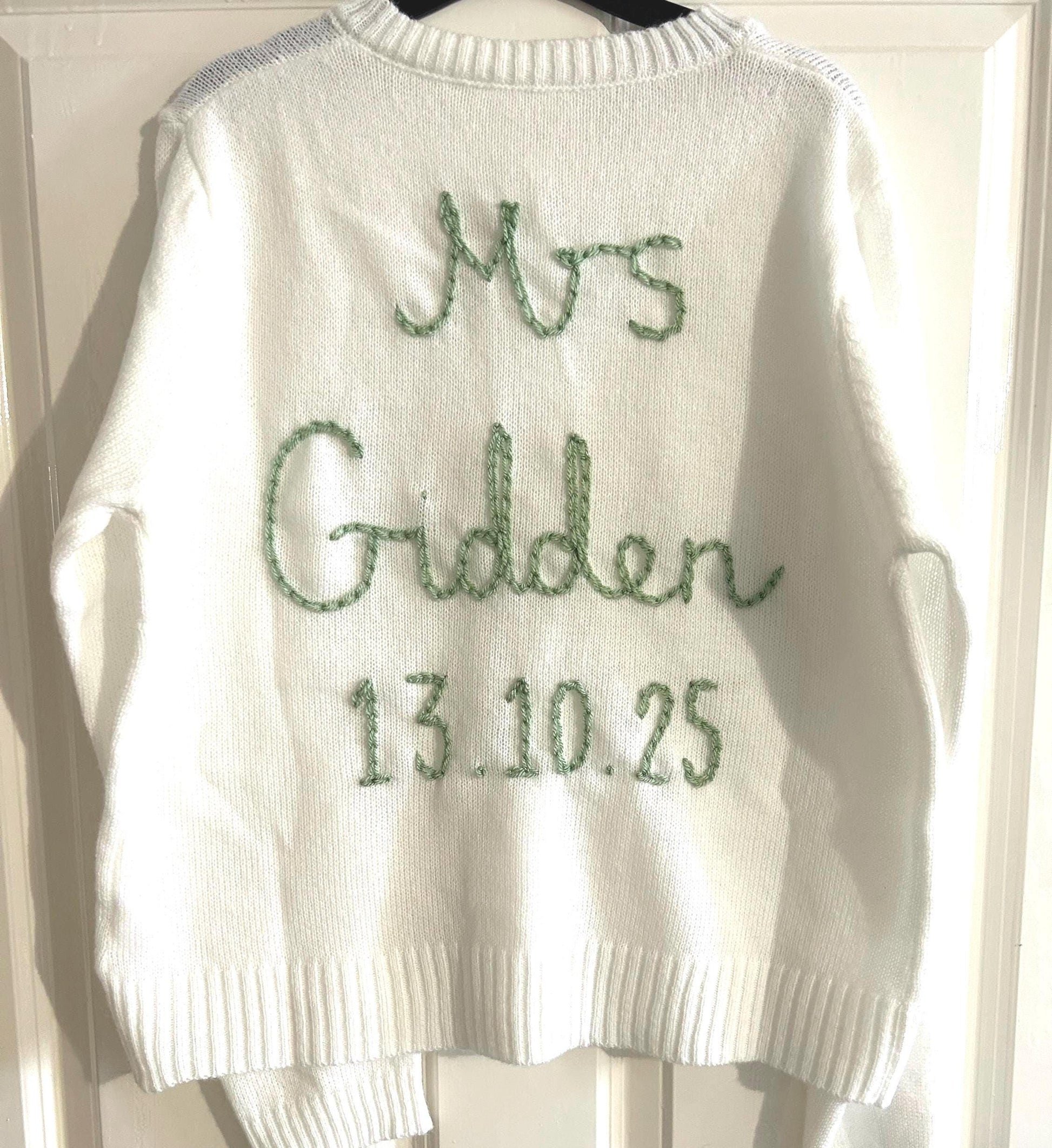 Personalised Hand Embroidered Bride Cardigan - Theme Coloured Embroidery