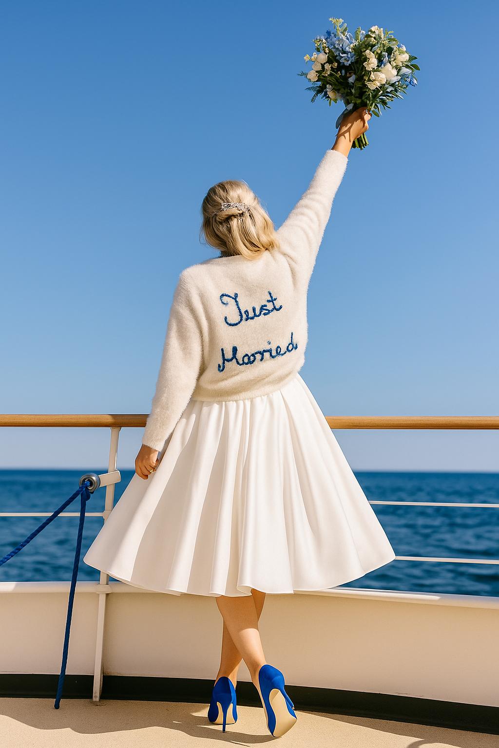 Personalised Hand Embroidered Bride Cardigan - Theme Coloured Embroidery