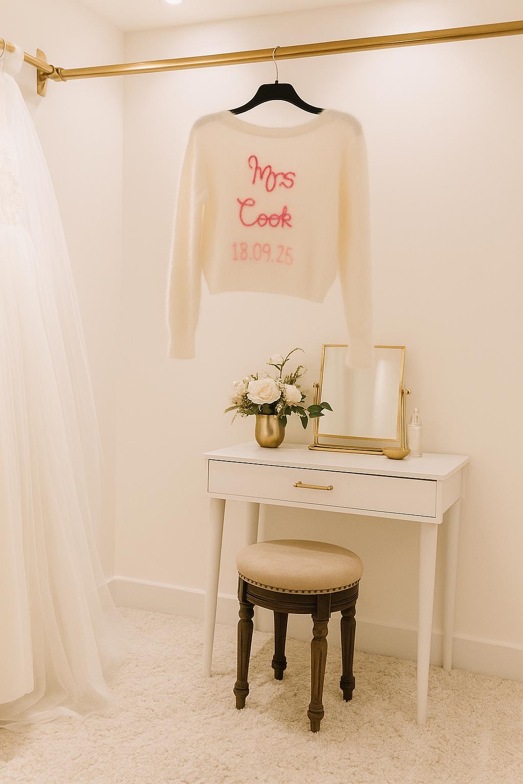 Personalised Hand Embroidered Bride Cardigan - Theme Coloured Embroidery