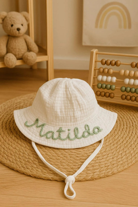 Hand-Embroidered Sun Hat 0-2 Years