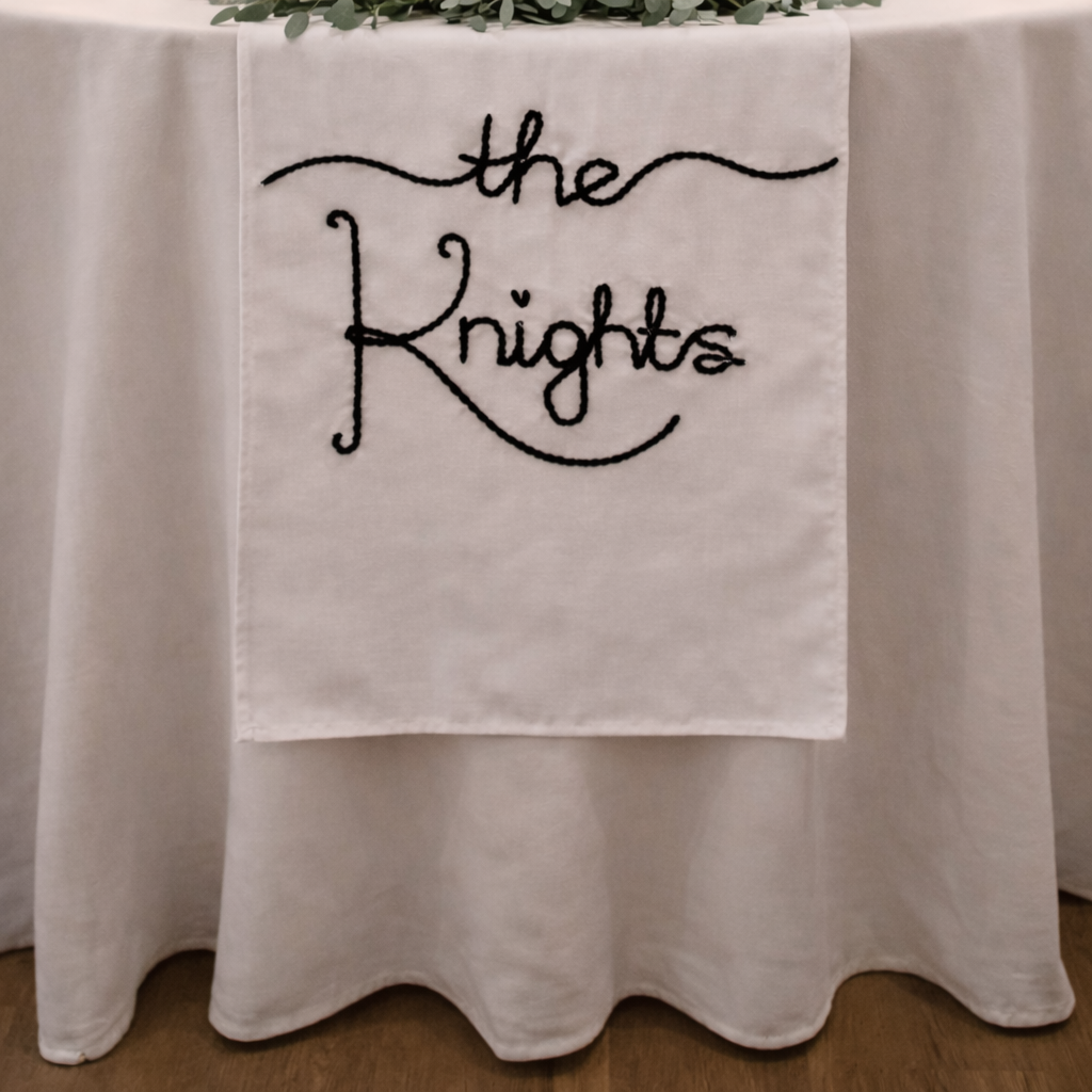 Hand-Embroidered Personalised Wedding Top Table Runner Keepsake