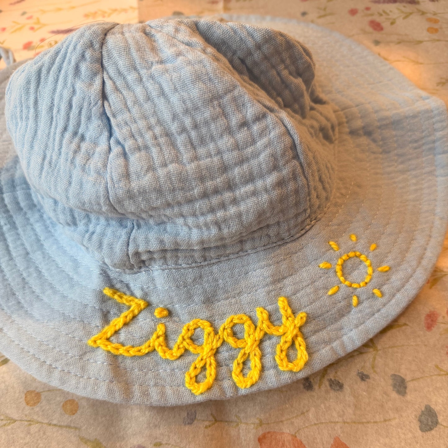 Hand-Embroidered Sun Hat 0-2 Years