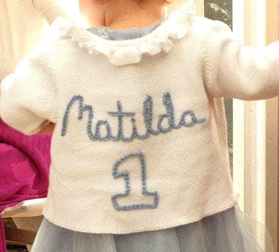 Hand Embroidered Birthday Milestone Cardigan/Jumper