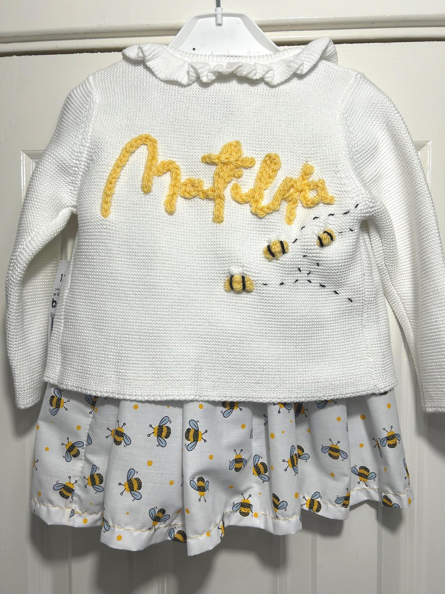 Hand Embroidered Personalised Bumble Bee Cardigan