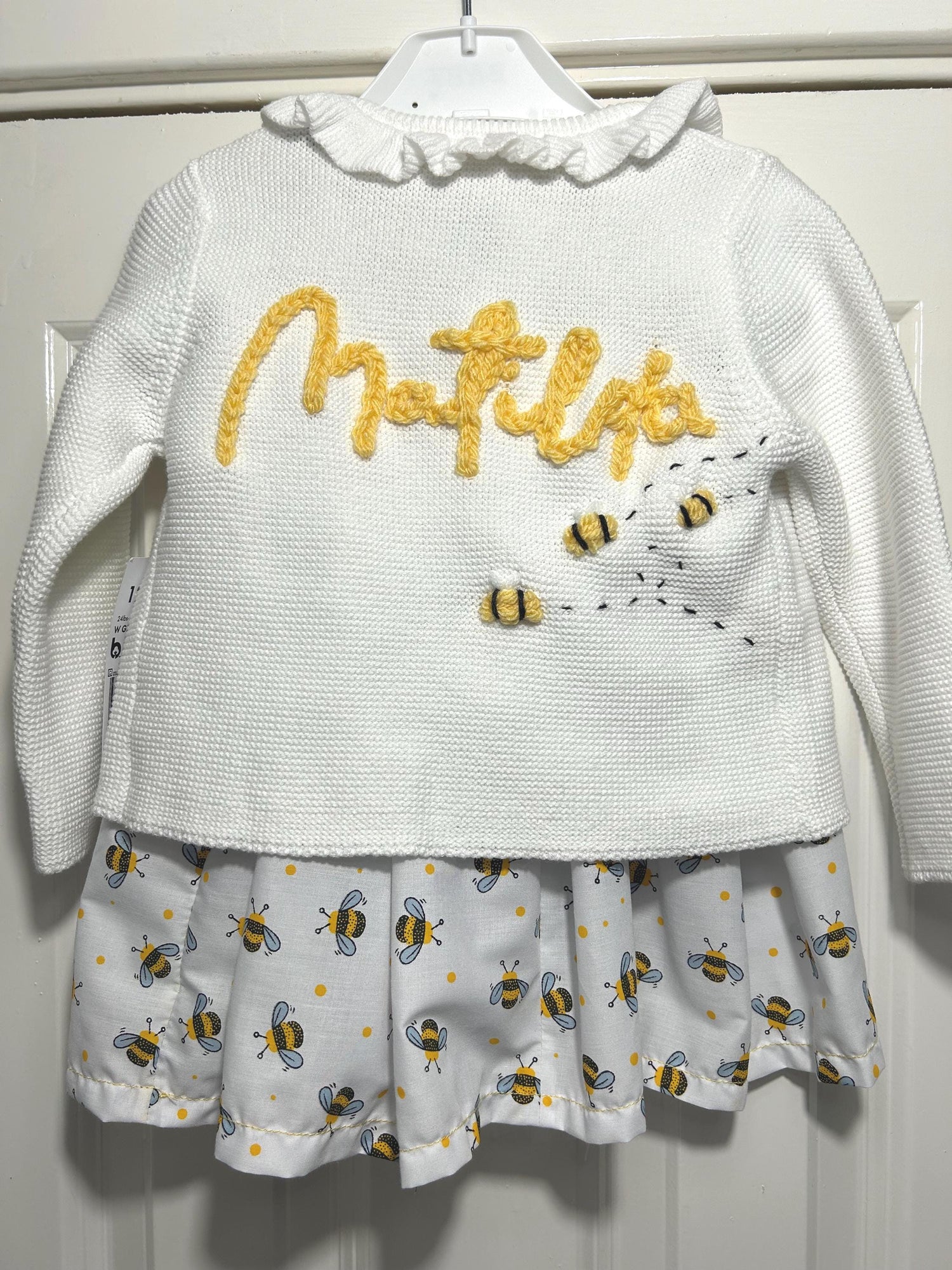Hand Embroidered Personalised Bumble Bee Cardigan