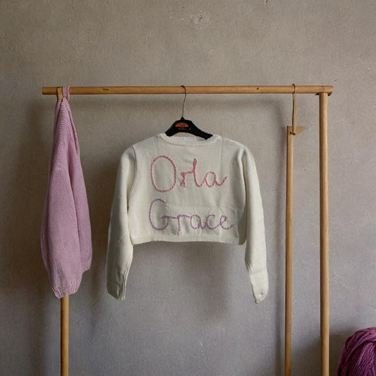 Hand Embroidered Children's Personalised Cardigan