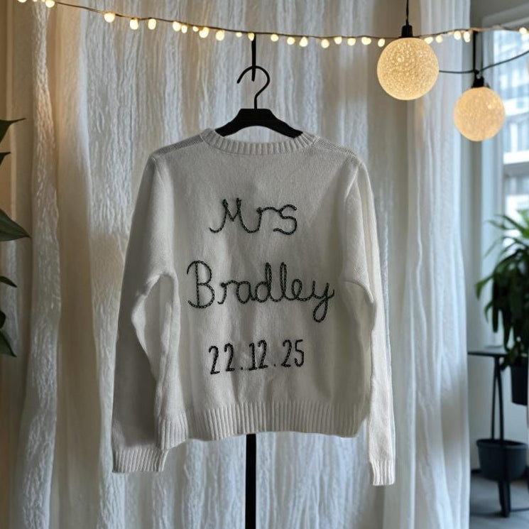 Hand Embroidered Bride Cardigan - Theme Coloured Embroidery