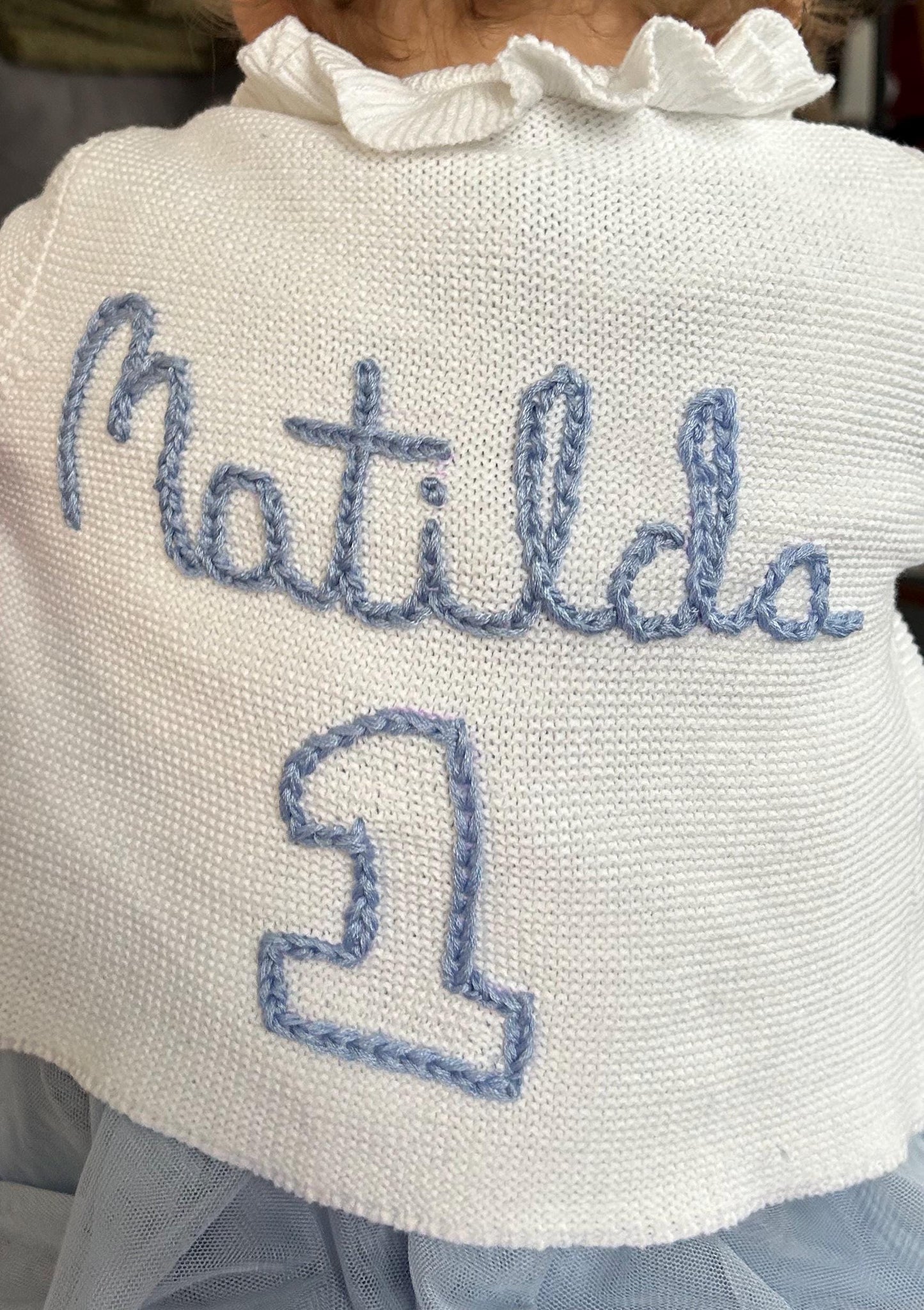 Hand Embroidered Birthday Milestone Cardigan/Jumper